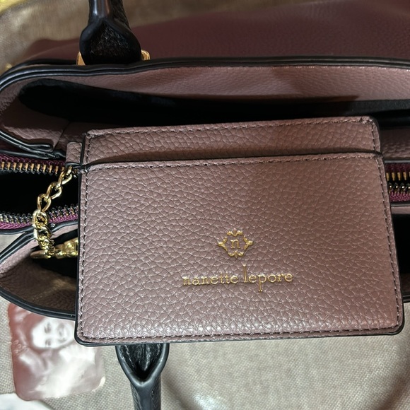🔥SALE Nanette Lepore Lancaster Triple Section Satchel with bonus card case - Picture 7 of 11